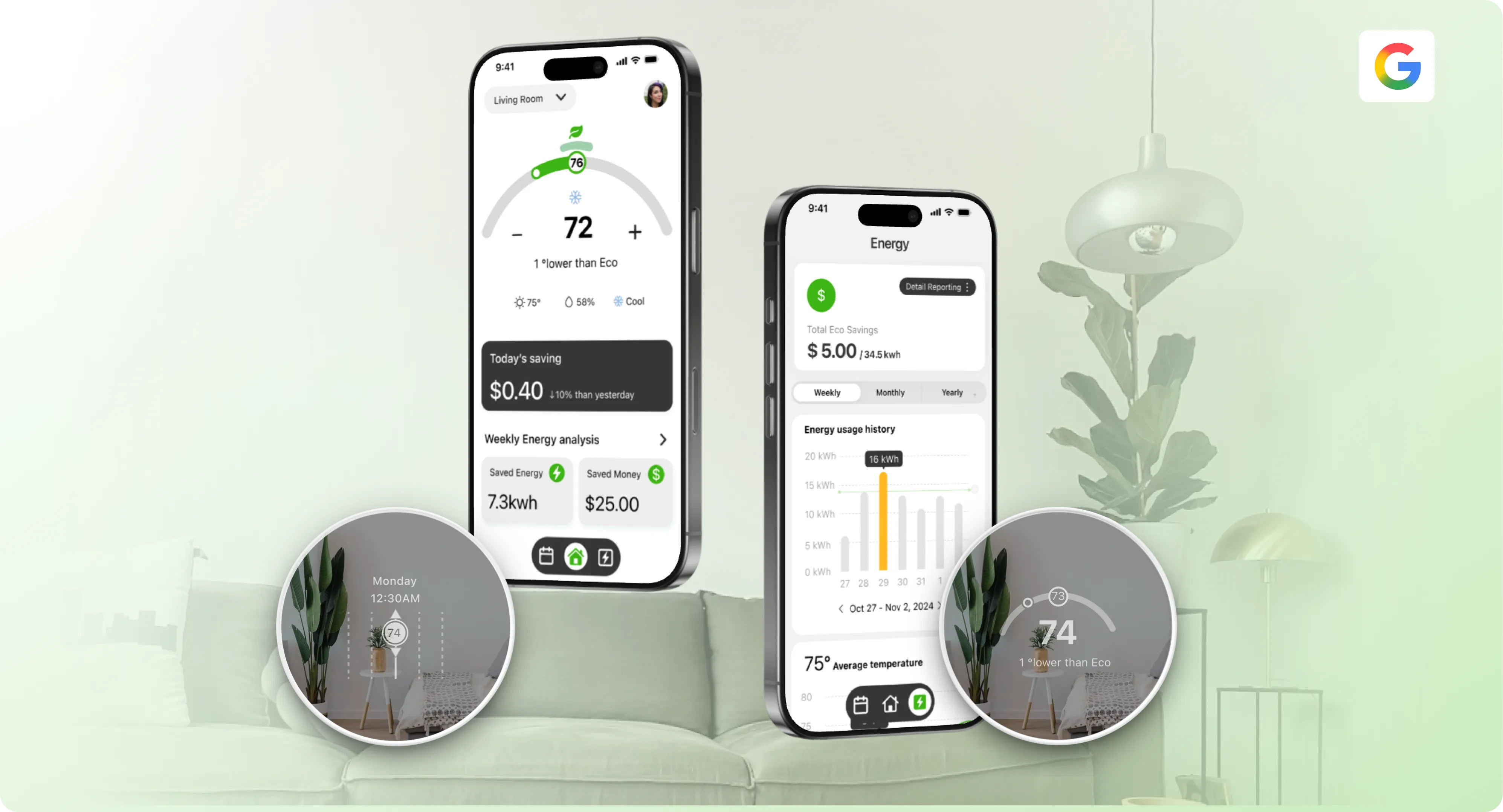 Google thermostat Smart thermostat redesign