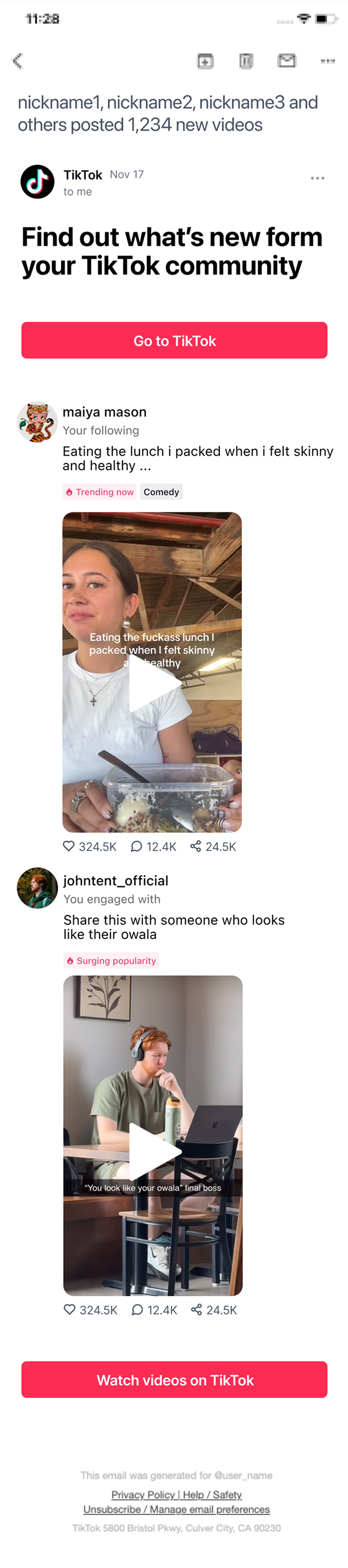 Option 2 main email screen